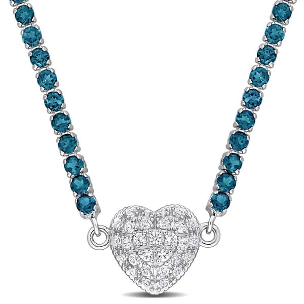 Sophia B Blue Topaz & Created White Sapphire Collar Necklace