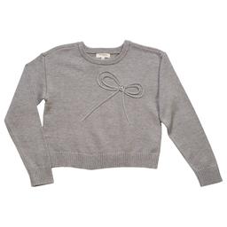 Girls (7-16) No Comment Long Sleeve Bow Sweater with Pearls