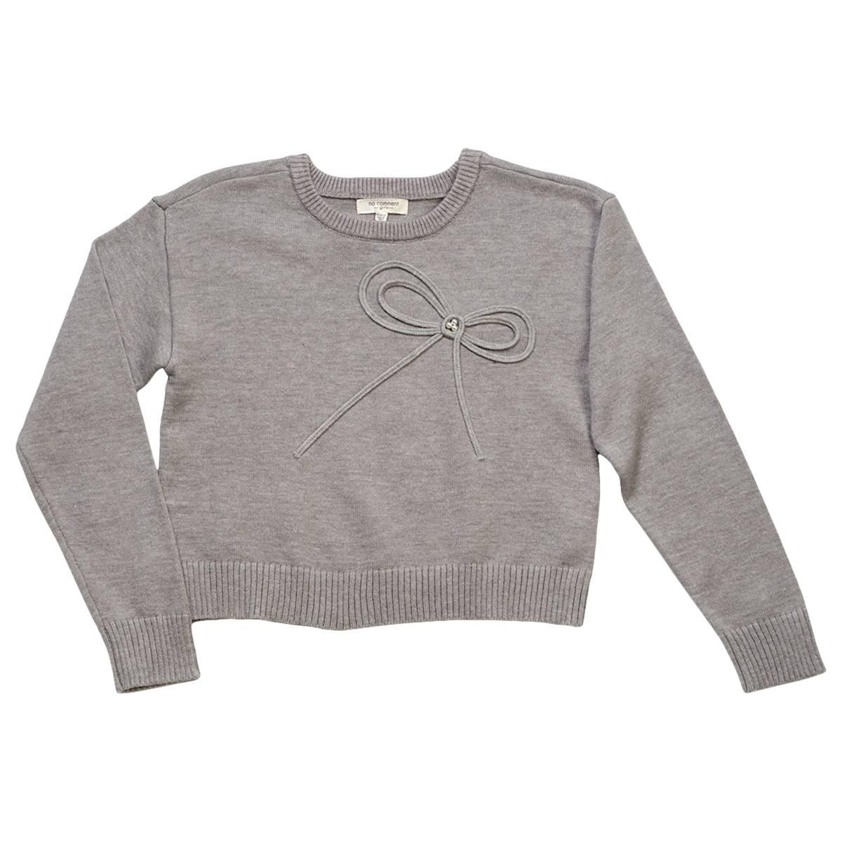 Girls (7-16) No Comment Long Sleeve Bow Sweater with Pearls