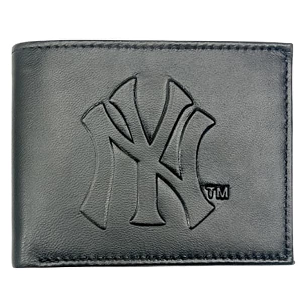 MLB New York Yankees Embossed Logo Sheep Leather Wallet W/ Tin - image 