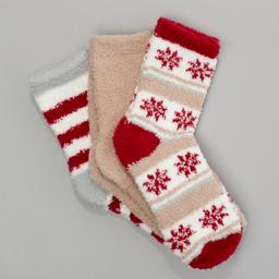 Womens Cuddl Duds 3Pk Snowflakes Lounge Socks
