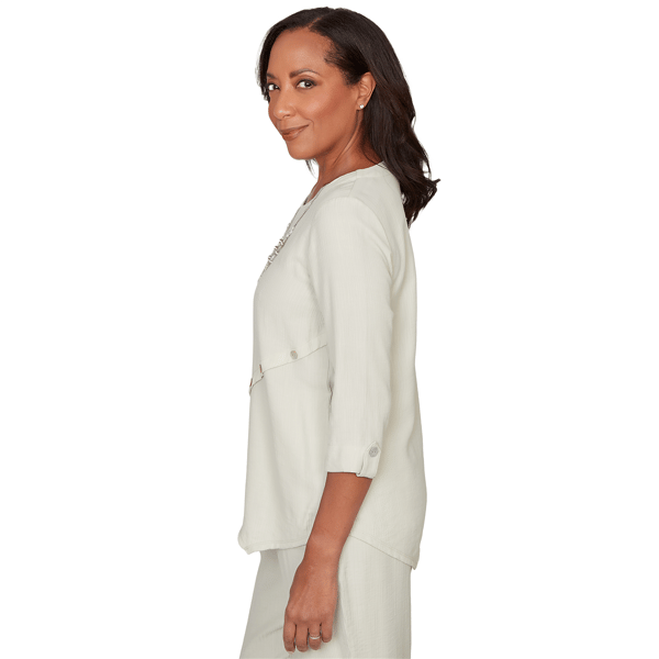 Womens Alfred Dunner Vintage Charm Asymmetrical Hem Blouse