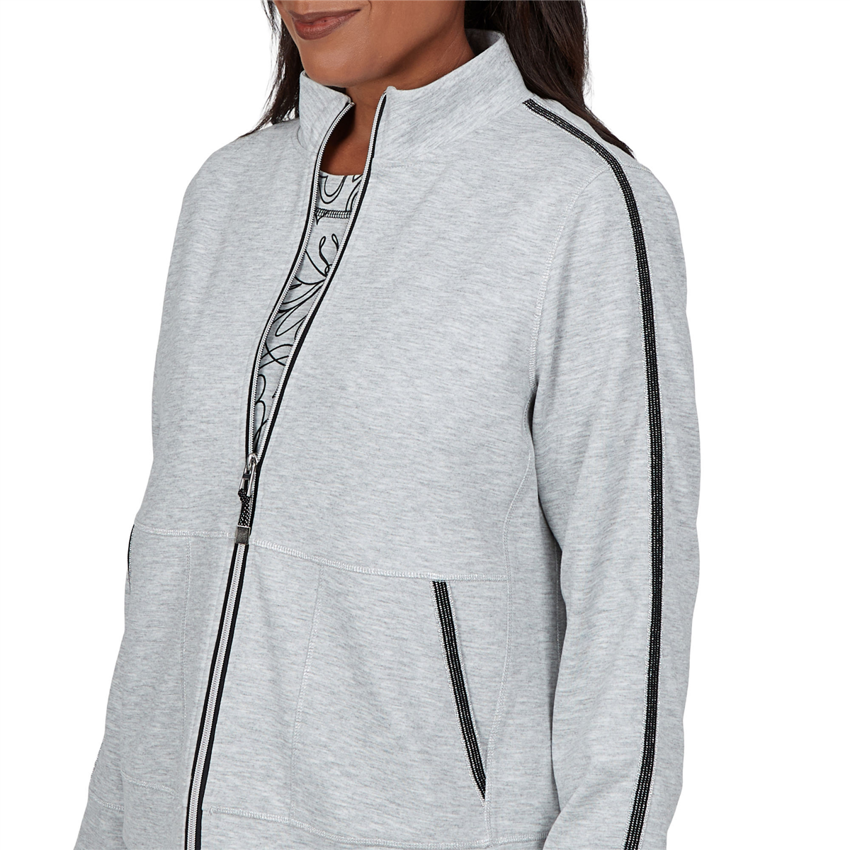 Womens Alfred Dunner Weekend Warrior Zip Front Jacket
