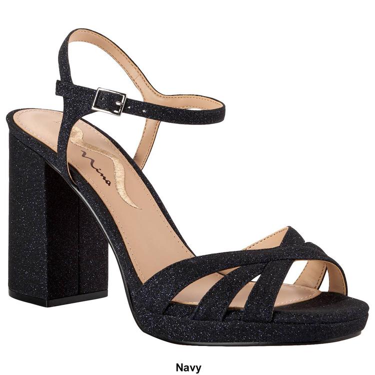 Womens Nina Selma Block Heel Glitter Sandals