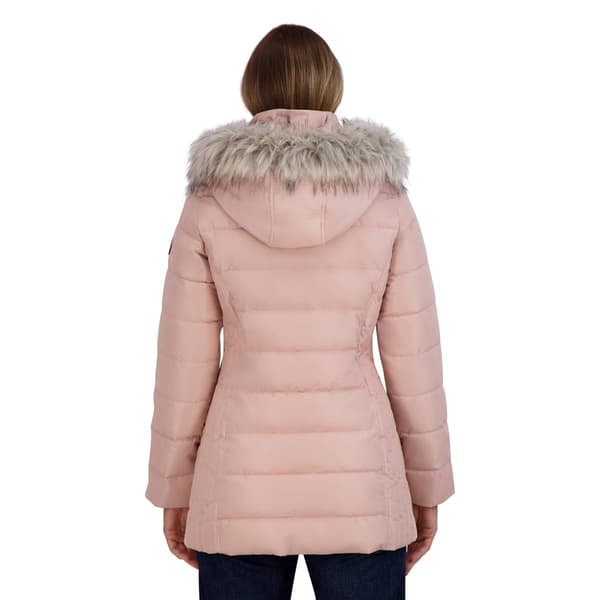 Womens Nautica Puffer Jacket with Faux Fur Hood