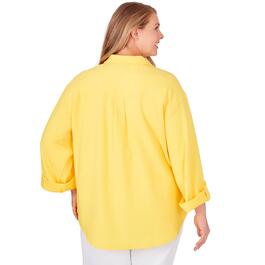 Plus Size Ruby Rd. Blue Horizon Roll Sleeve Shirt Style Jacket