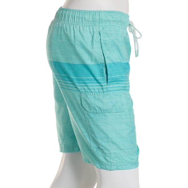Young Mens SURFZONE&#174; Striped Aqua Swim Trunks
