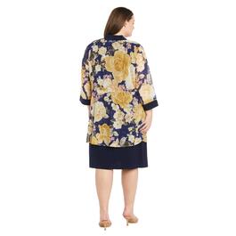 Plus Size R&M Richards Floral Round Neck Jacket Dress