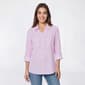 Womens Emily Daniels 3/4 Roll Tab Sleeve Stripe Button Down - image 1