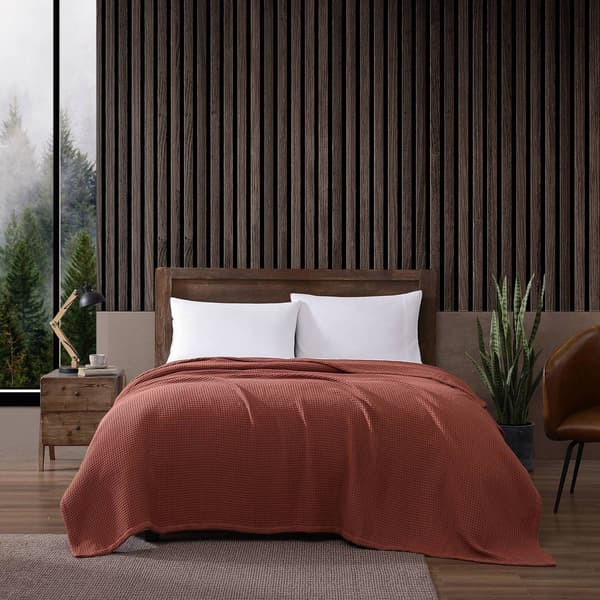 Eddie Bauer Solid Waffle 100% Cotton Blanket