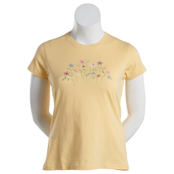 Plus Size Top Stitch by Morning Sun Curley Floral Tee - image 