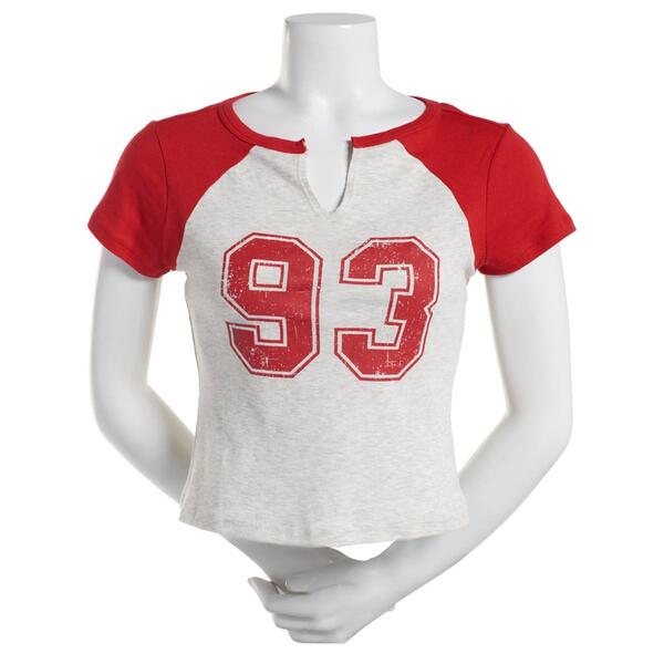 Juniors No Comment ''93 Notch Neck Graphic Baby Tee - image 