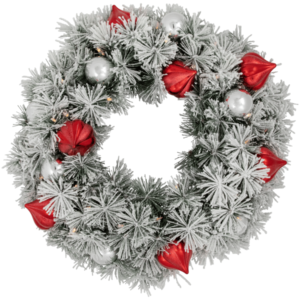 Northlight Dual Color LED Snowy Bristle Pine Christmas Wreath - image 