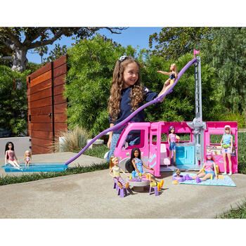 Barbie 3-in-1 DreamCamper Vehicle, approx. 3-ft, Transforming Camper with  Pool