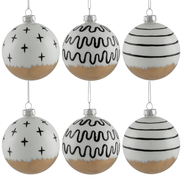 Northlight 6ct. Abstract Glass Ball Christmas Ornaments