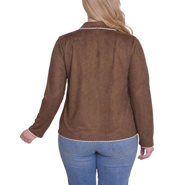 Plus Size NY Collection Long Sleeve Faux Suede Blouse