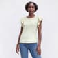 Womens Nicole Miller Cap Ruffle Sleeve Solid Linen Slub Blouse - image 3