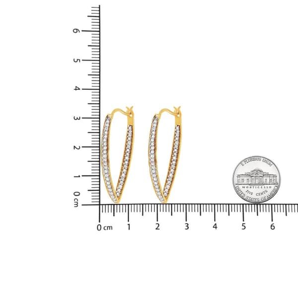 Haus of Brilliance Yellow Gold Diamond Modern Hoop Earrings