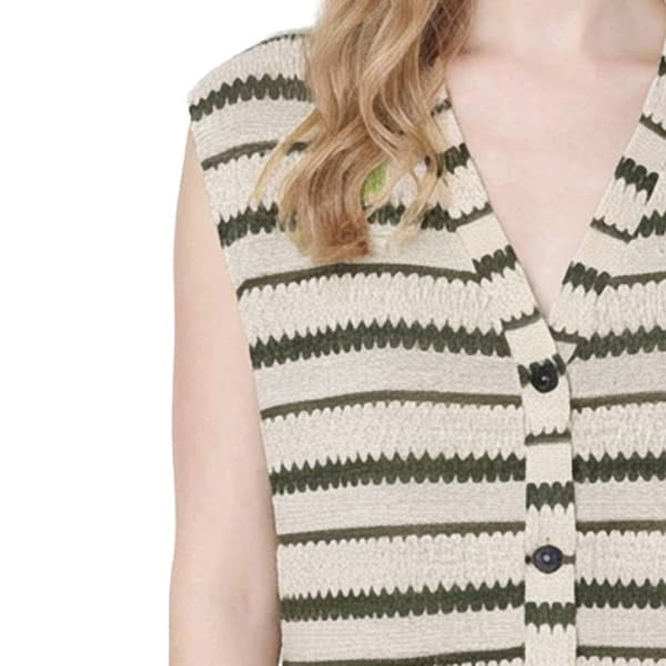Petite NY Collection Cap Sleeve Stripe Crochet Cardigan
