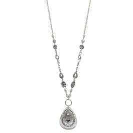 Ruby Rd. Silver-Tone Long Overlay Teardrop Pendant Necklace