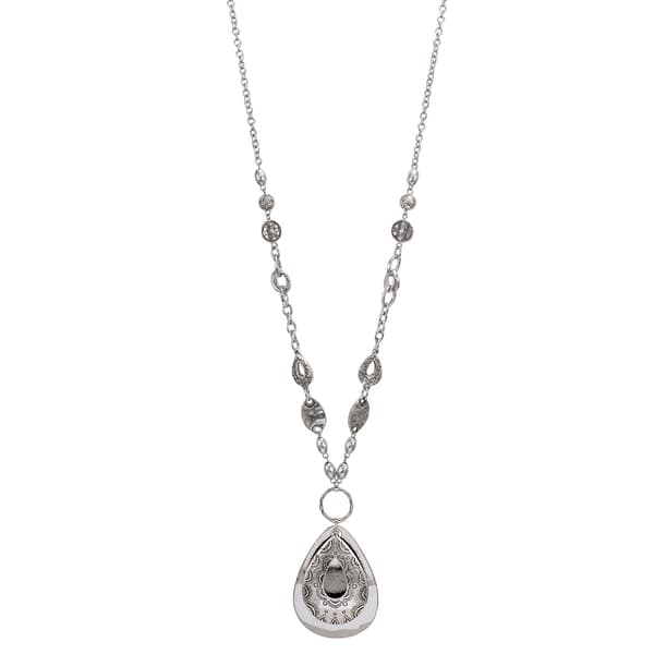 Ruby Rd. Silver-Tone Long Overlay Teardrop Pendant Necklace - image 