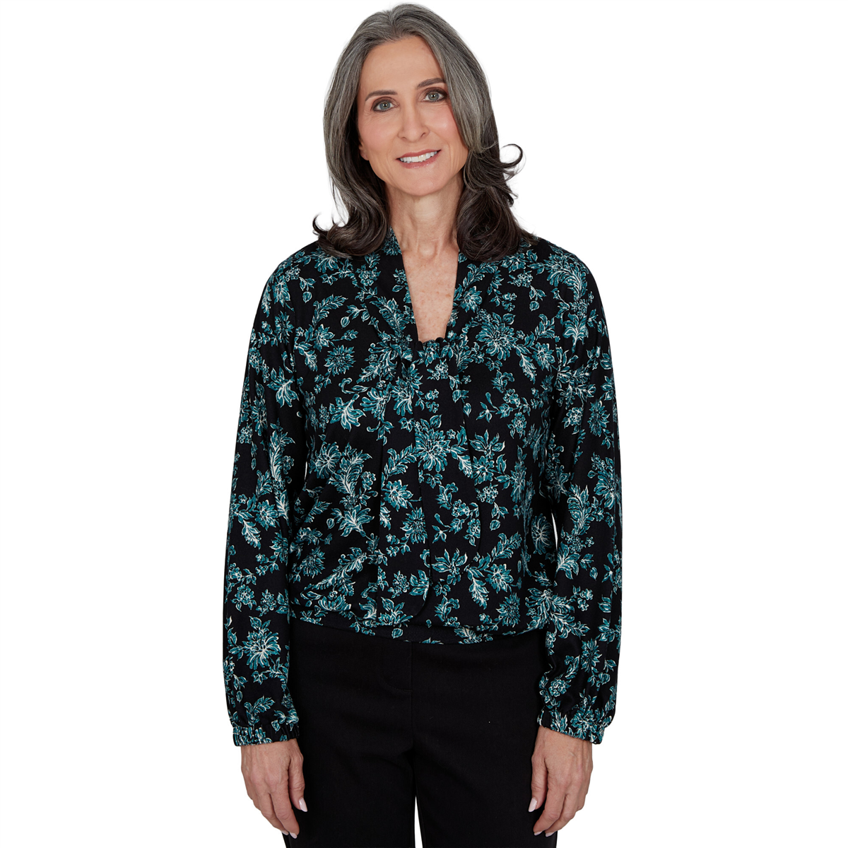 Womens Emaline Feminine Mystique Tie Neck Floral Blouse