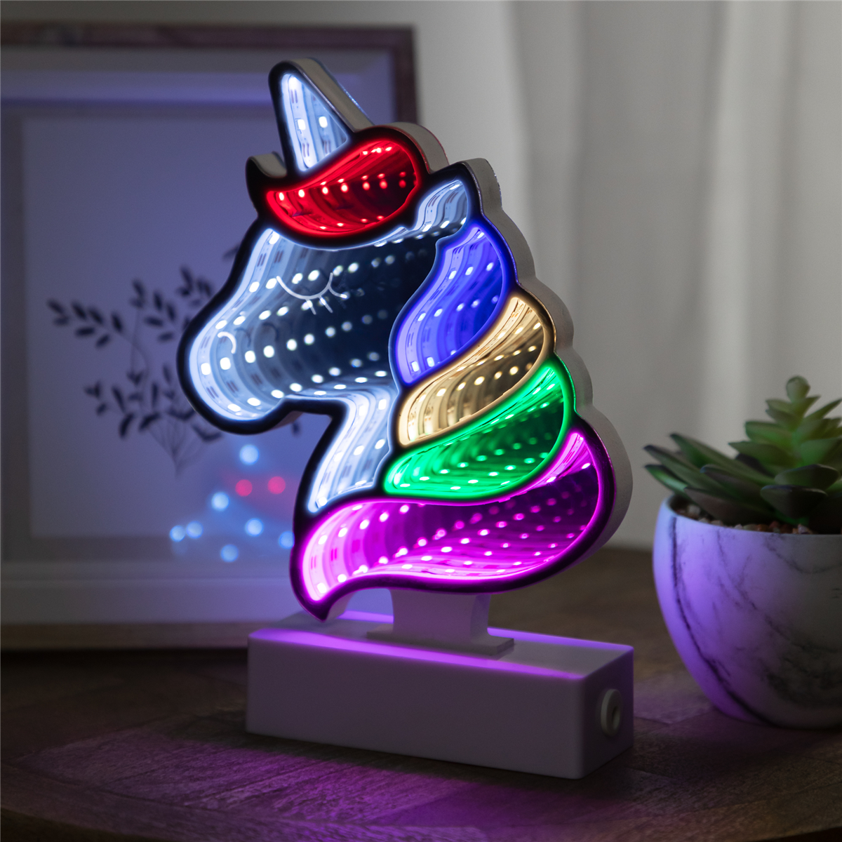 Northlight LED Lighted 3D Unicorn Infinity Mirror - 8in.