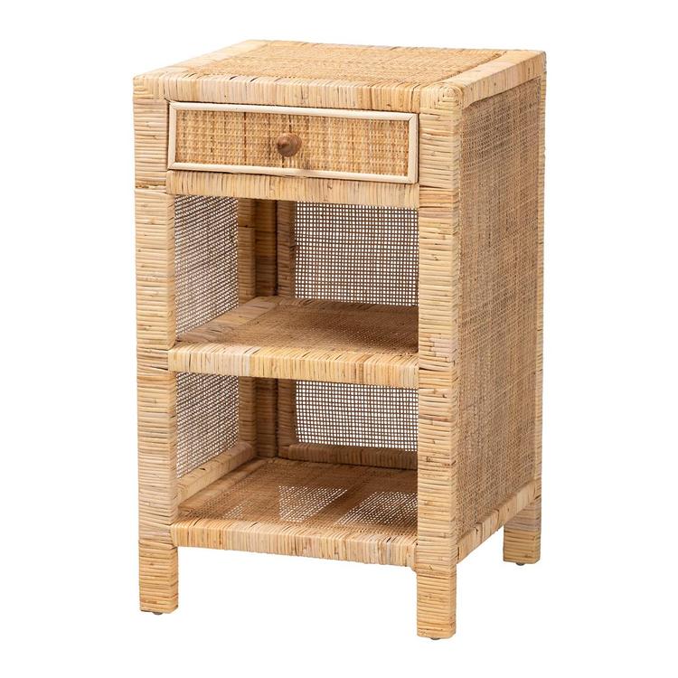 Baxton Studio Bella Brown Mahogany Wood 1-Drawer Nightstand