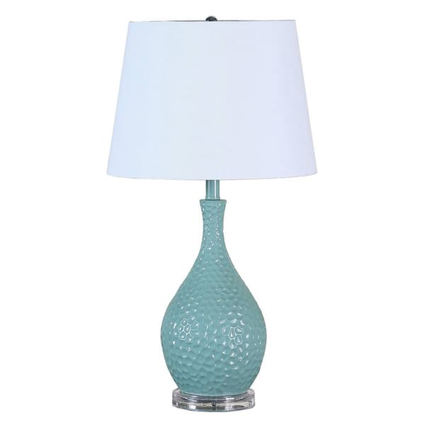 HomeRoots 28in. Aqua Hammered Urn Table Lamp - image 