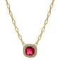 Lab Grown Magenta Halo Cushion Paperclip Pendant - image 1