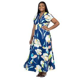 Plus Size 24/7 Comfort Apparel Floral Empire Waist Maxi Dress