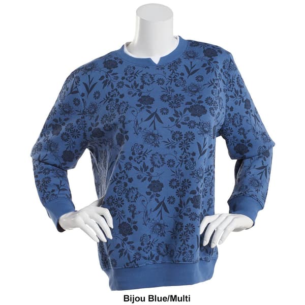 Womens Hasting & Smith Long Sleeve Fleece Pattern Crew Neck Top