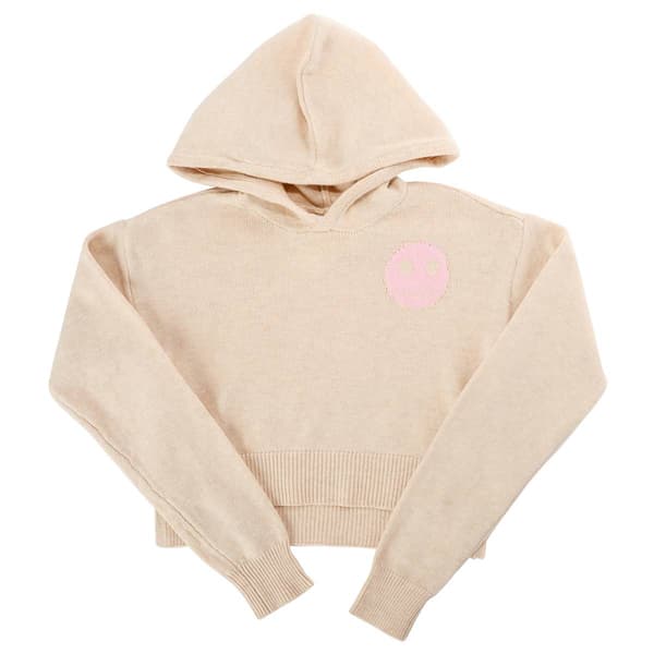 Girls &#40;7-16&#41; No Comment Hooded Smiley Face Graphic Knit Sweater - image 