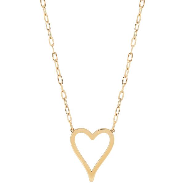 Gold Classics&#40;tm&#41; Yellow Gold Heart on Paperclip Chain Necklace - image 