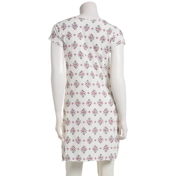 Womens Laura Ashley® Botanical Floral Lettuce Edge Nightshirt