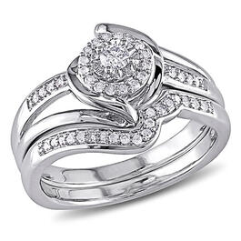 Loveblooms&#40;tm&#41; Sterling Silver Diamonds Bridal Ring Set