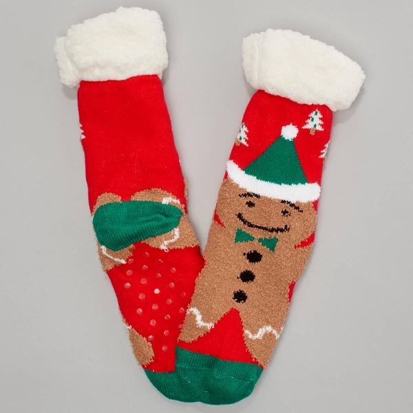 Womens Ella & Joy Gingerbread Christmas Slipper Socks