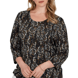 Plus Size Emaline Key Items 3/4 Sleeve Abstract Dot Tee