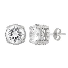 Forever New Round White Cubic Zirconia Gallery Stud Earrings