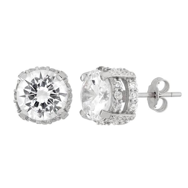 Forever New Round White Cubic Zirconia Gallery Stud Earrings - image 