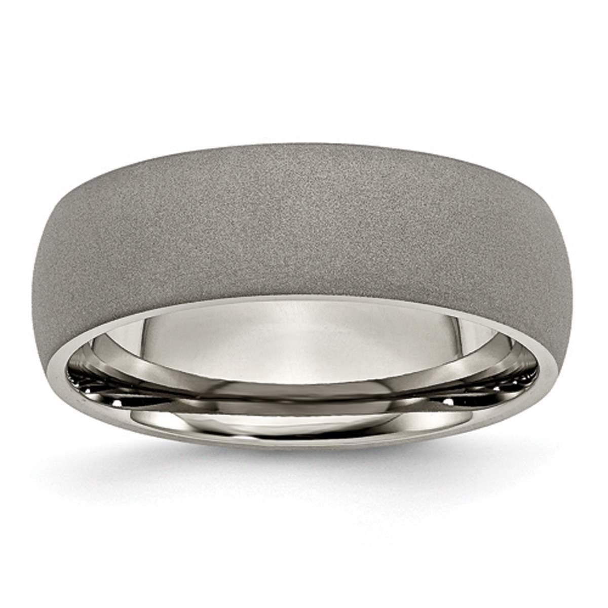 Mens Endless Affection™ 7mm Titanium Stone Finish Wedding...