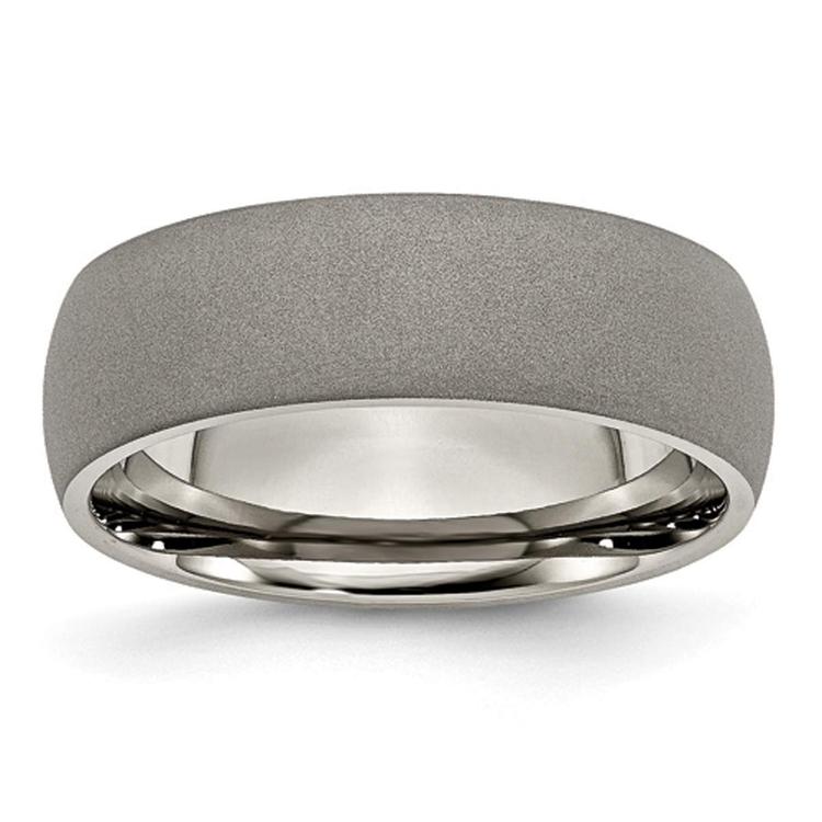Mens Endless Affection(tm) 7mm Titanium Stone Finish Wedding Band