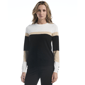 Womens Rafaella(R) Color Block Button Detail Sweater - White - image 1