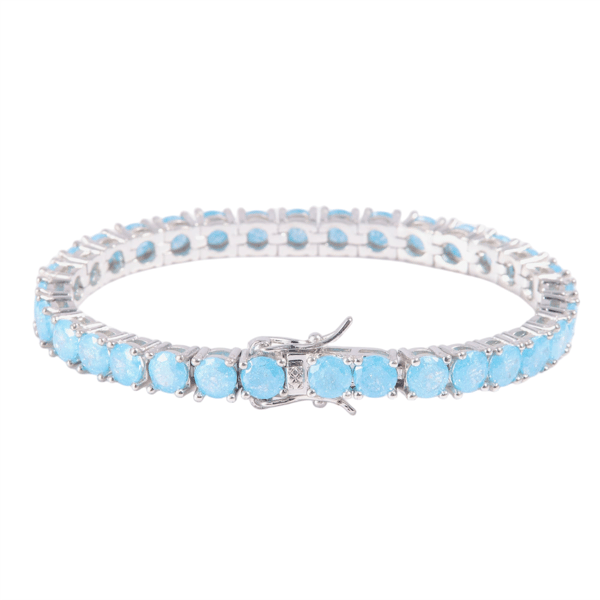 Saffron Sterling Silver Oval Tennis Bracelet with Blue Topaz - image 