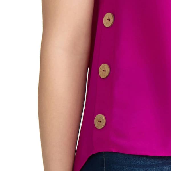 Womens Jones New York Cap Sleeve Side Button Detail Blouse