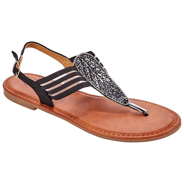Womens Ella & Joy Strappy Mesh Rhinestone T-Strap Sandals