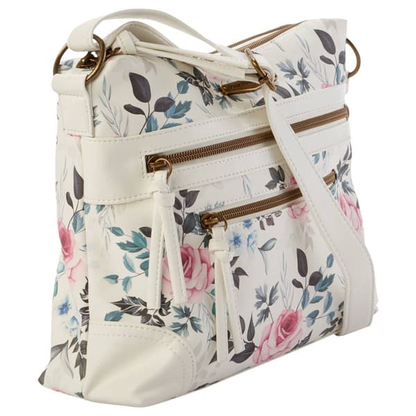 Stone Mountain Vintage Rose Washed Floral Irene Crossbody - White