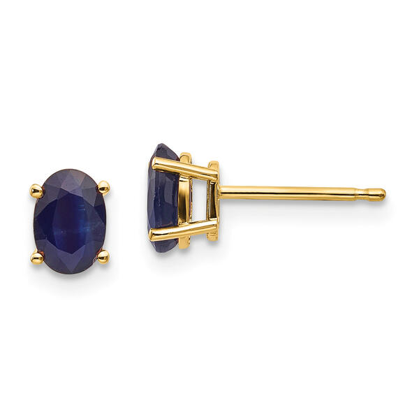 Gemstone Classics&#40;tm&#41; Yellow Gold 6mm. Blue Sapphire Earrings - image 