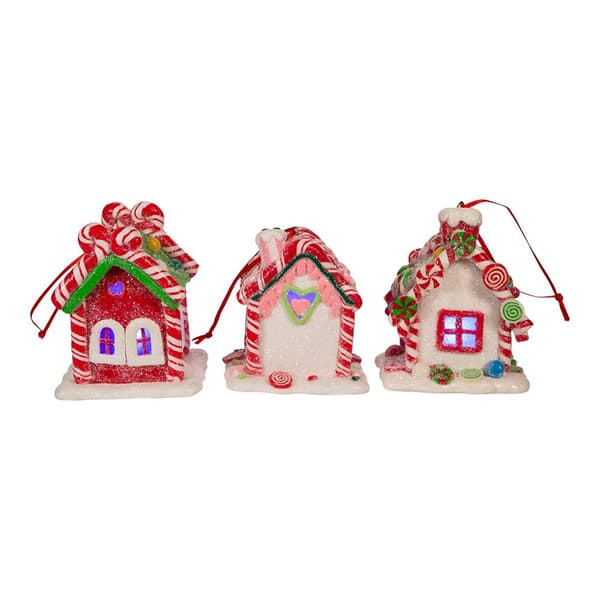Kurt Adler 3.5in. LED Gingerbread Candy House Set of 3