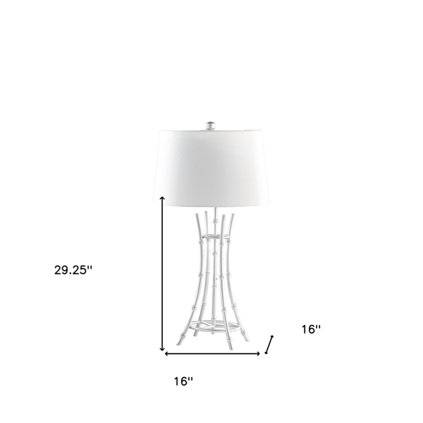 HomeRoots 29in. Silver Bamboo Design Table Lamp with Drum Shade